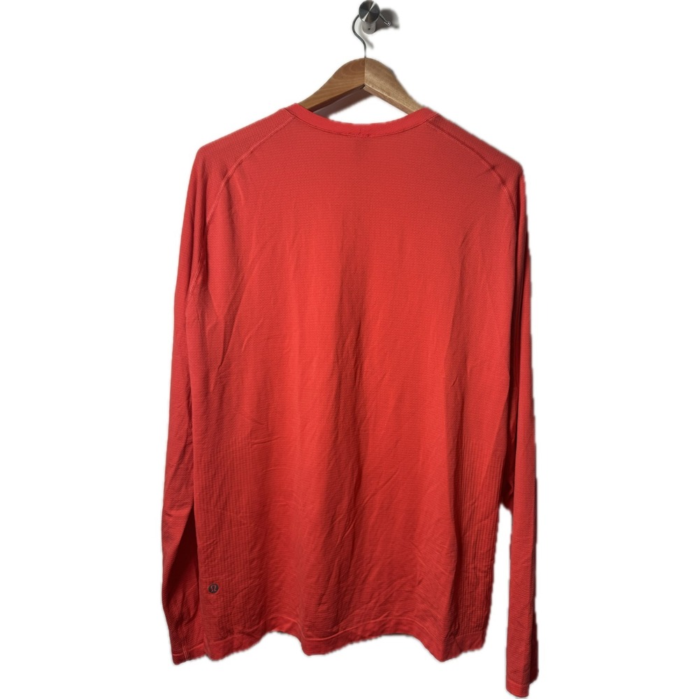 Lululemon Men's Orange Long Sleeve Athletic Workout Fitness Top Shirt Sz XL - Picture 2 of 5